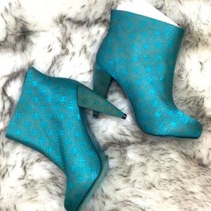 FLY teal blue and gold booties NAME BRAND